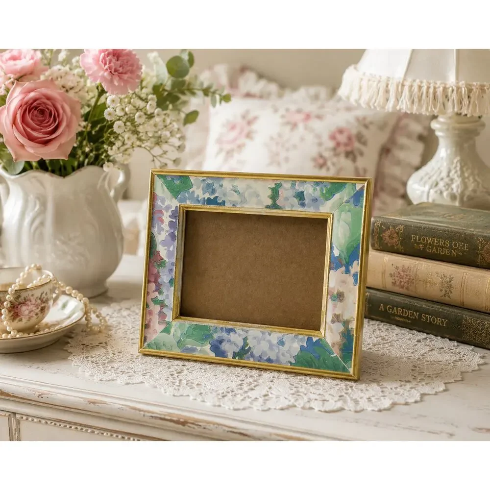 Vintage Floral Gold Picture Frame Cottage Decor